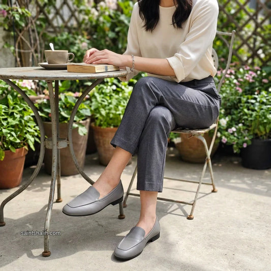 Womens leather loafers Grey Mist
