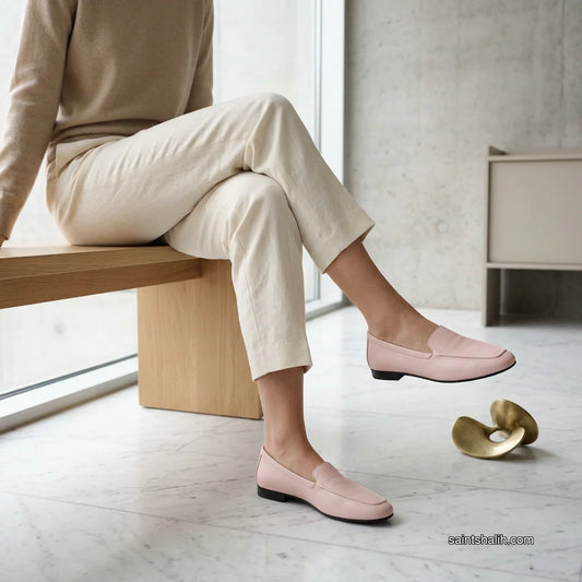 Womens leather loafers Powder Dusk