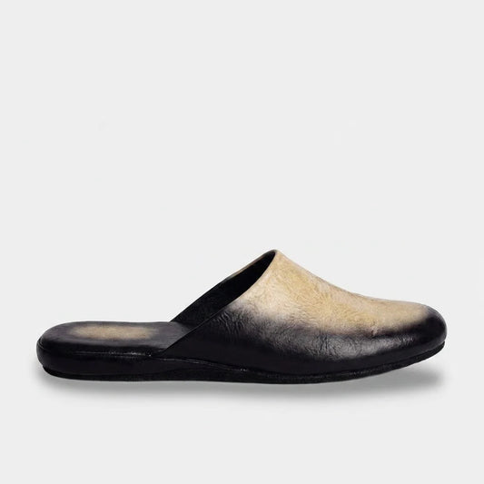 Mens leather slippers Beige Solstice