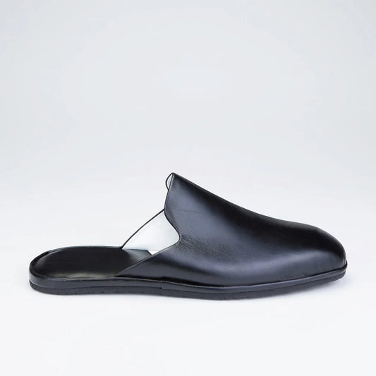 Mens leather slippers Black Obsidian