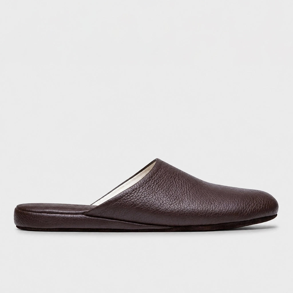 Mens leather slippers Brown Monarch – Saint Shalih