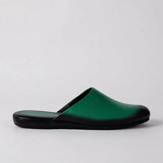 Mens leather slippers Green Solstice