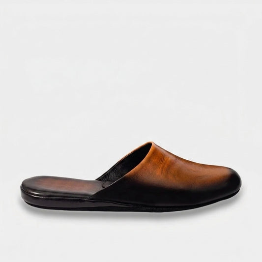 Mens leather slippers Light Brown Solstice