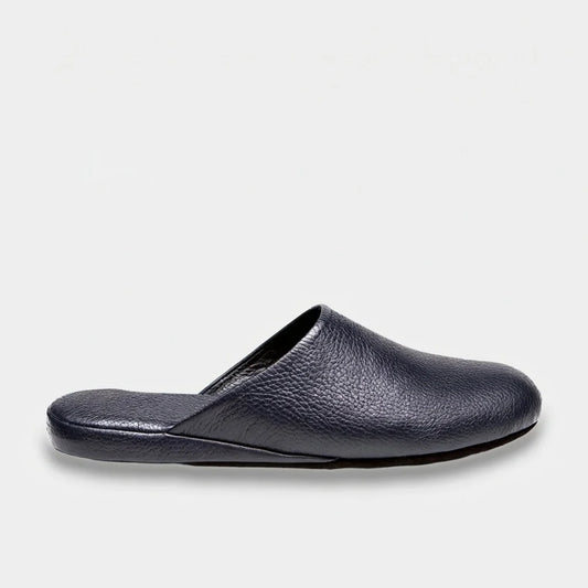 Mens leather slippers Navy Admiral