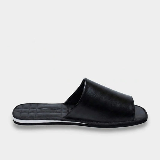 Womens leather slippers Black Evening