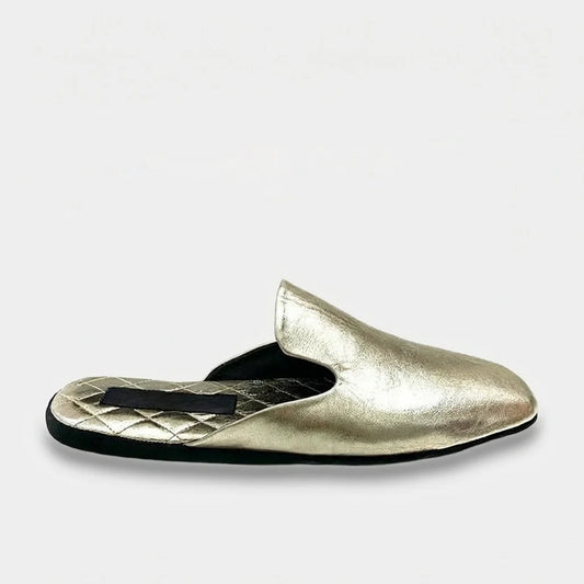 Womens leather slippers Gold Nova