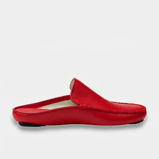 Womens leather slippers Red Crimson