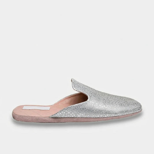 Womens leather slippers Silver Light
