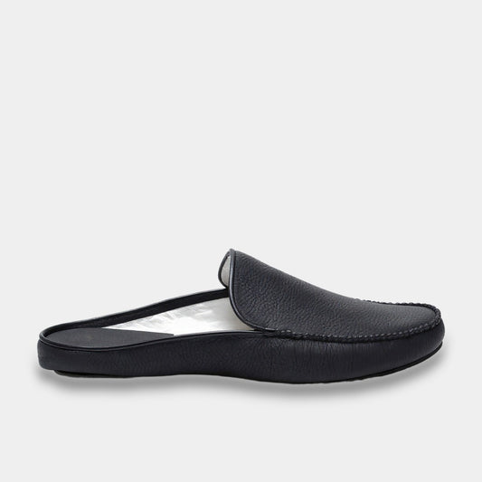 Mens leather slippers Black Forge