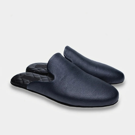 Mens leather slippers Blue Falcon