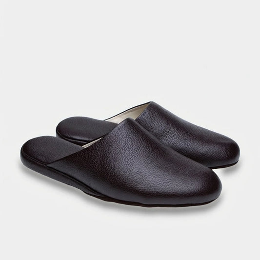 Mens leather slippers Brown Monarch