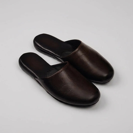Mens leather slippers Brown Solstice