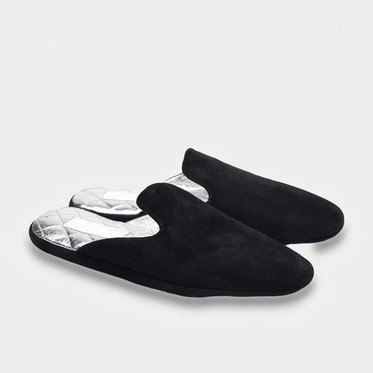 Womens leather slippers Black Nomad