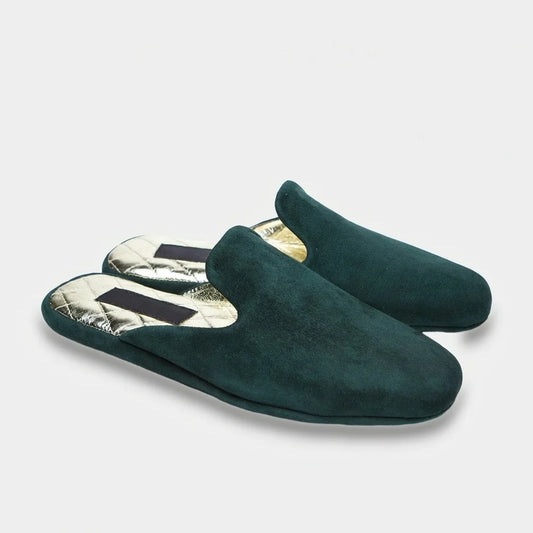 Womens leather slippers Green Essence