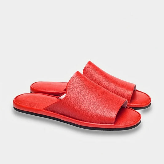 Womens leather slippers Red Oasis