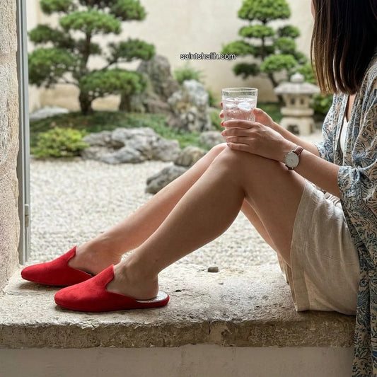 Womens leather slippers Red Delight