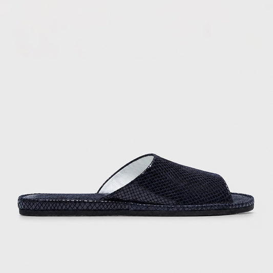 Womens leather slippers Blue Serpent