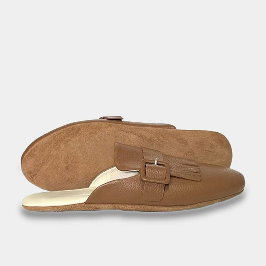 Mens leather slippers Beige Capri