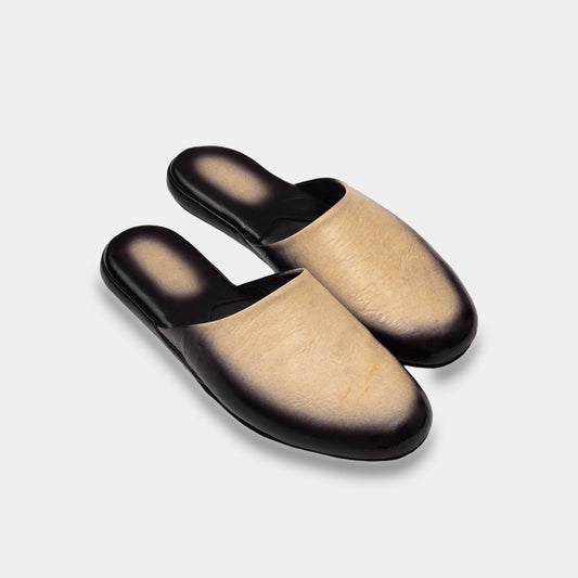 Mens leather slippers Beige Solstice