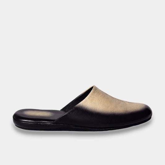 Mens leather slippers Beige Solstice