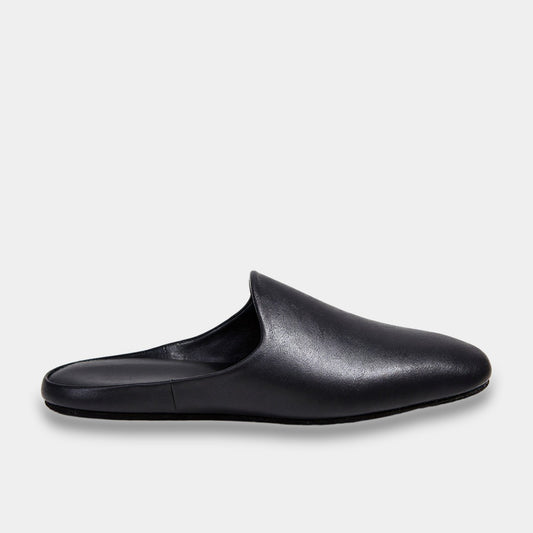 Mens leather slippers Black Comfort