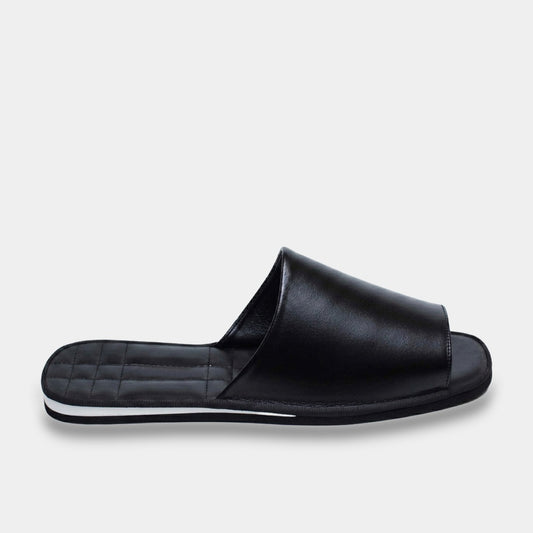 Mens leather slippers Black Eclipse