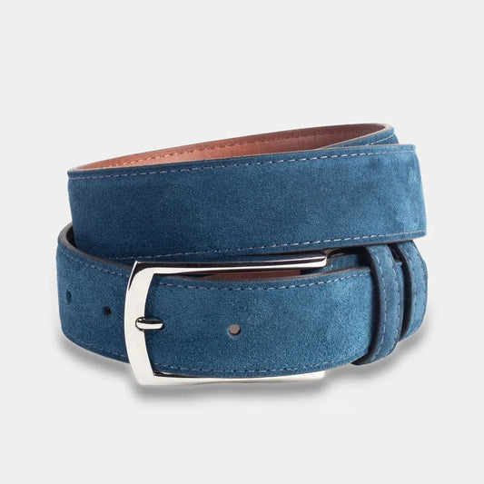 Suede Leather Belt Blue Horizon