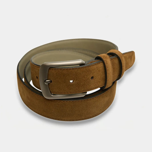 Suede Leather Belt Chestnut Autumn