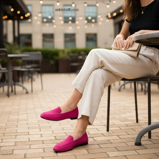 Womens leather loafers Fuchsia Dusk