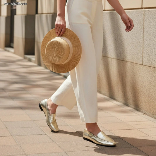 Womens leather loafers Gold Leaf