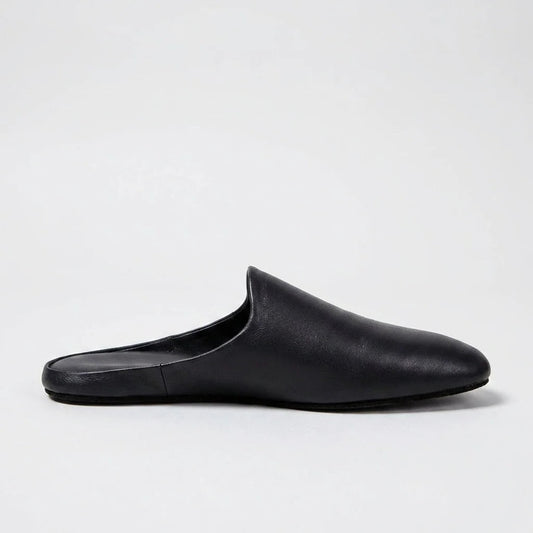 Mens leather slippers Black Comfort
