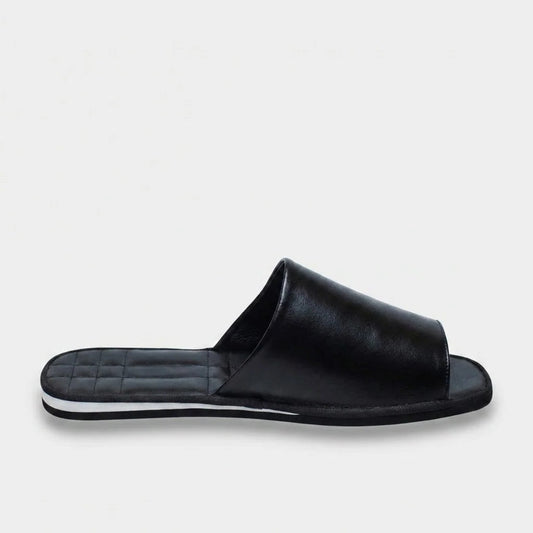 Mens leather slippers Black Eclipse