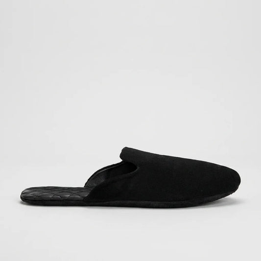 Mens leather slippers Black Shadow