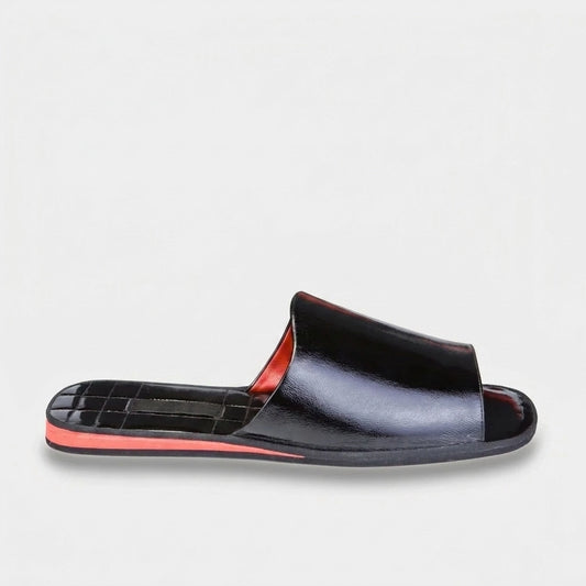Mens leather slippers Black Velocity