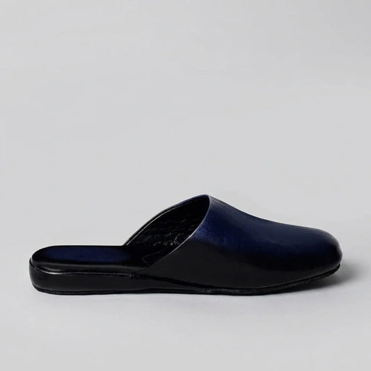 Mens leather slippers Blue Solstice