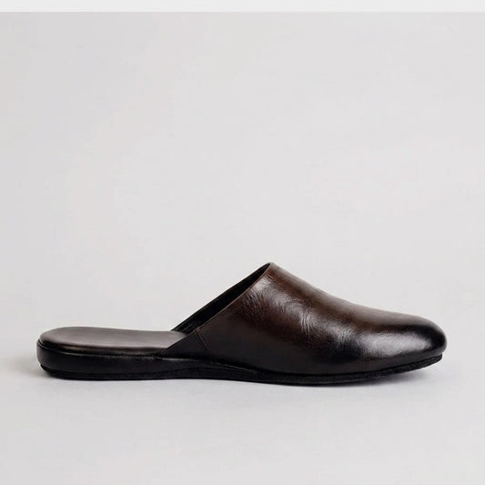 Mens leather slippers Brown Solstice