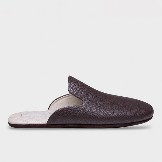 Mens leather slippers Brown Voyager