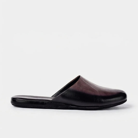Mens leather slippers Grey Solstice