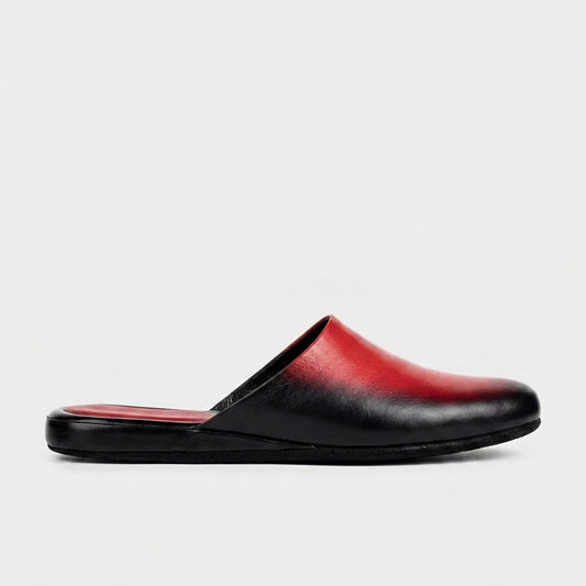 Mens leather slippers Red Solstice