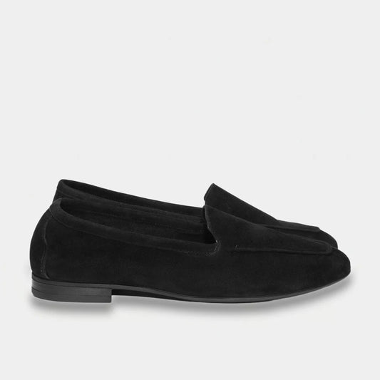Womens leather loafers Black Velour