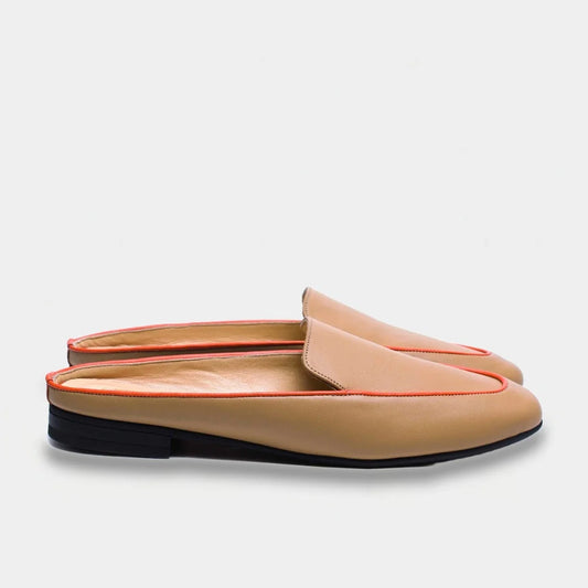 Womens leather mules Beige Dune