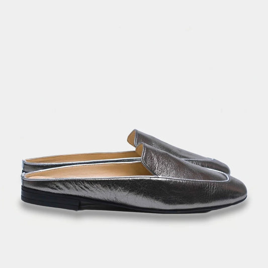 Womens leather mules Silver Veil