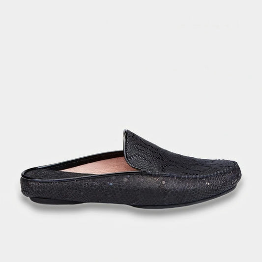 Womens leather slippers Black Cobra