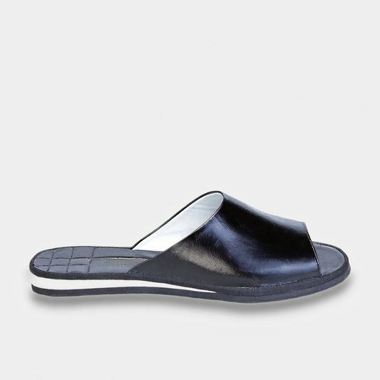 Womens leather slippers Black Elegance