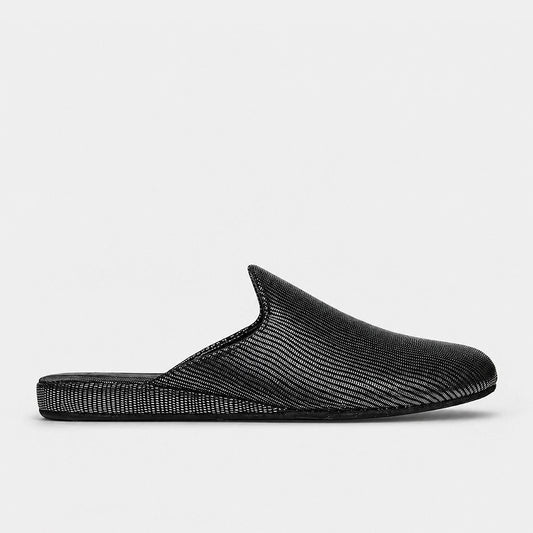 Womens leather slippers Black Silver