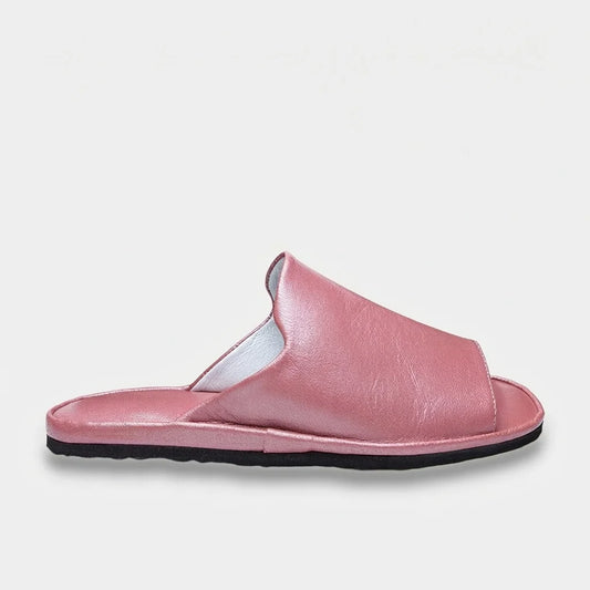 Womens leather slippers Pink Veil