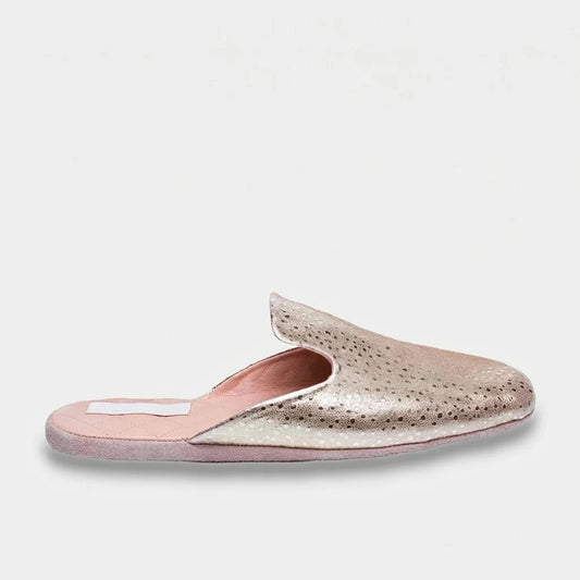 Womens leather slippers Rose Gold