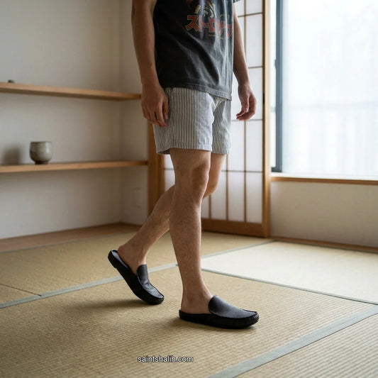 Mens leather slippers Brown Timber