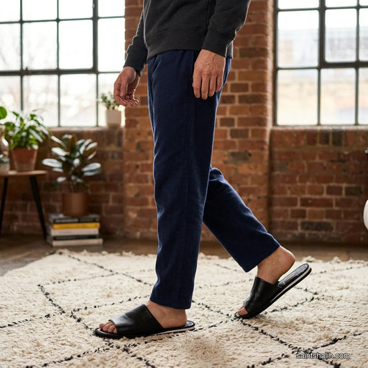 Mens leather slippers Black Eclipse