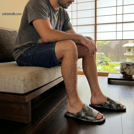 Mens leather slippers Camo Ridge